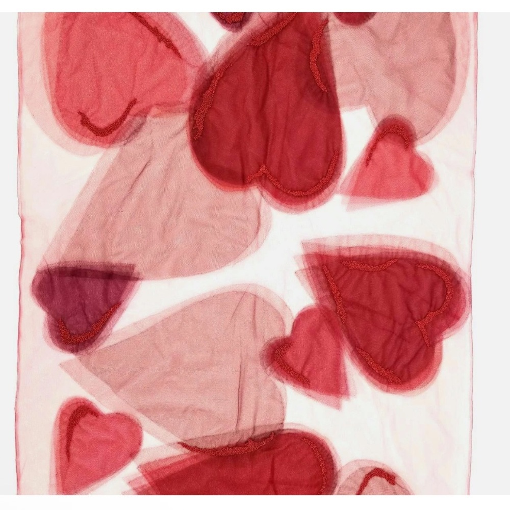 Rare $1595 Valentino Hand Beaded Mesh Heart Scarf/Shawl